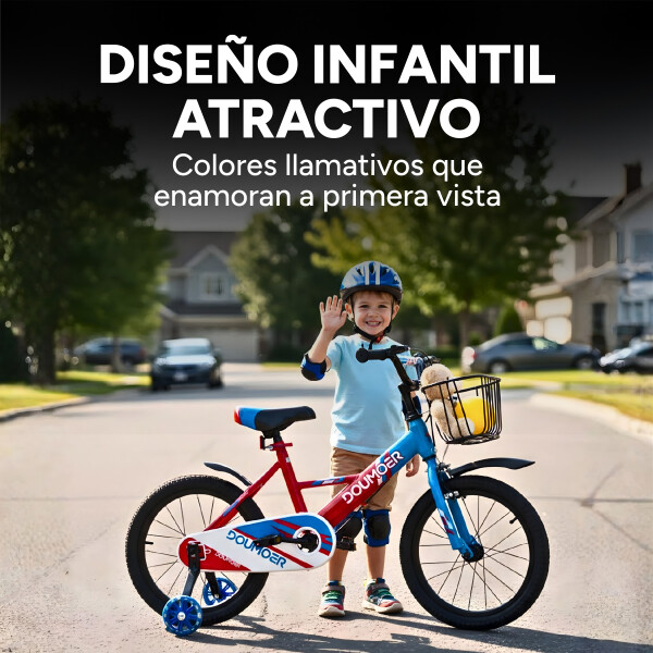 Bicicleta Infantil Doumoer R16 Canasto Parrilla Guardabarros Rojo 1