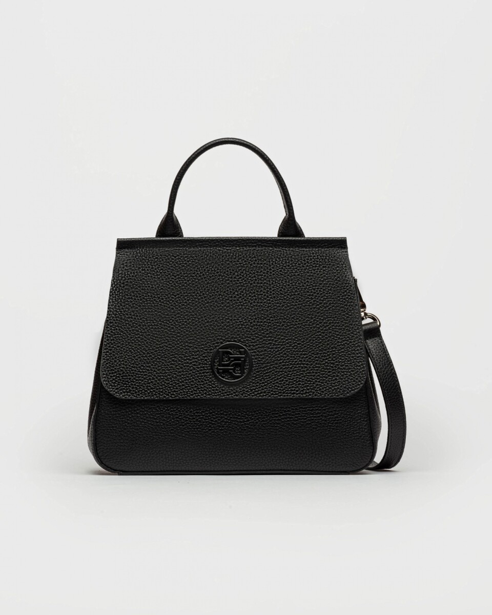 Cartera de Mano Catalana En Cuero Graneado - Negro 