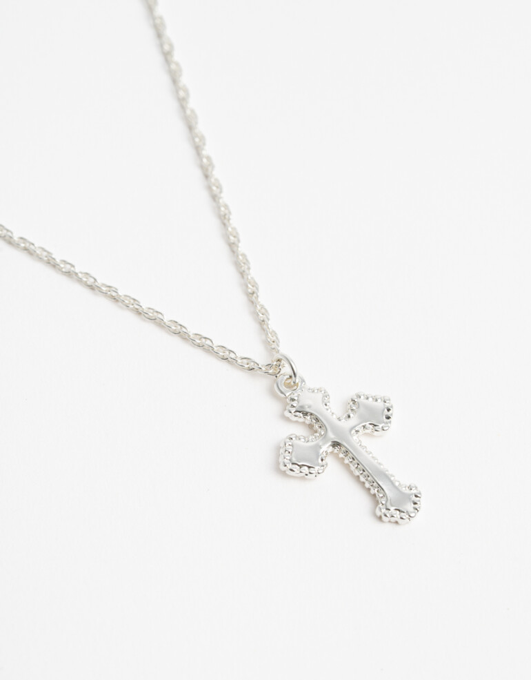 Cadena Corta con Dije Con Dijes Collar Con Dije Cruz - Plateado