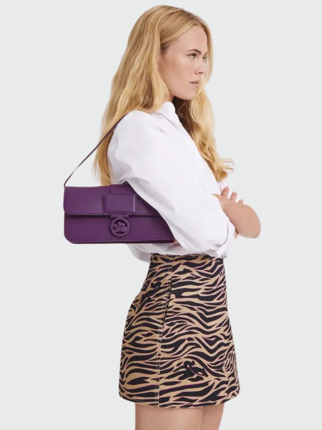 Longchamp -Cartera de cuero con solapa, Box-trot Violeta