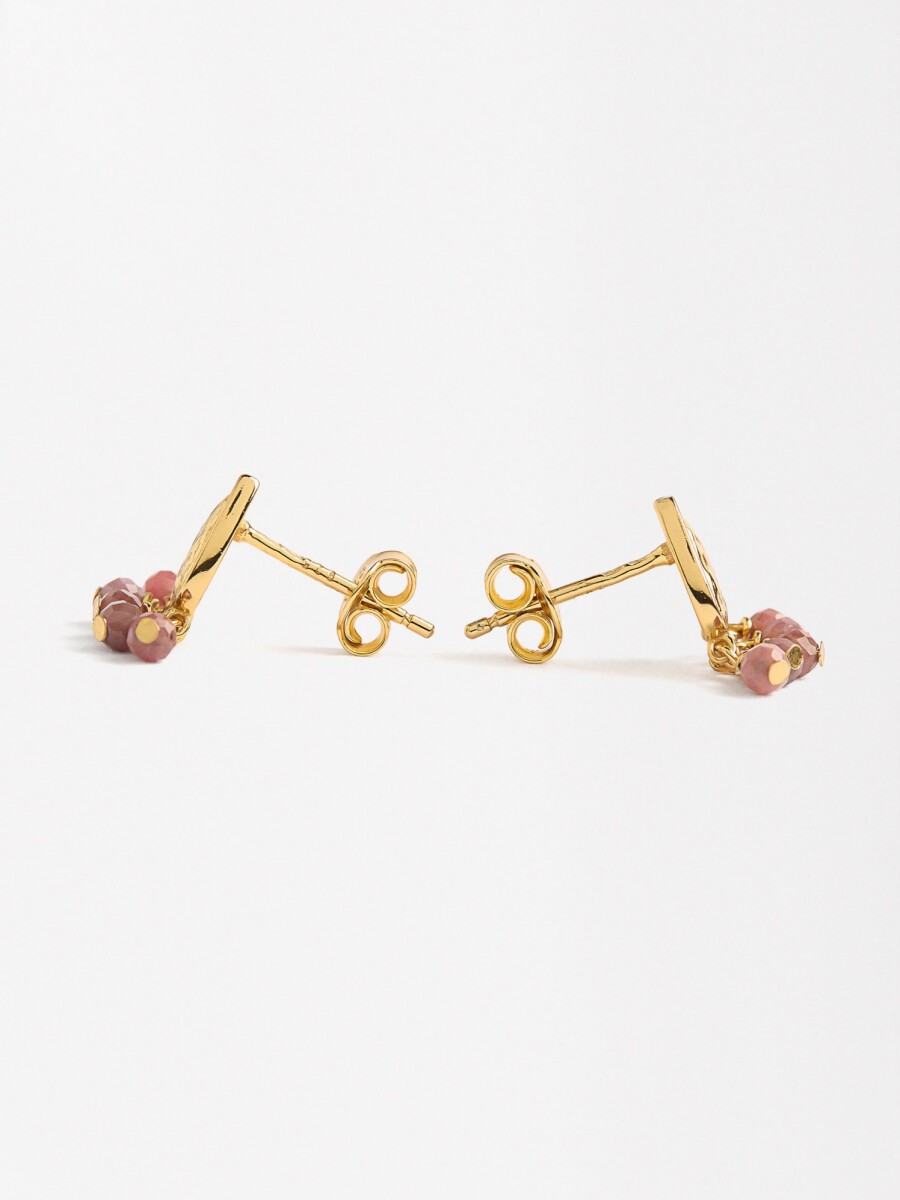 Pendientes En Forma De Lágrima Con Piedras - Plata De Ley 925 rosa