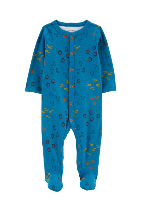 Pijama una pieza de algodón con pie, diseño animales Sin color