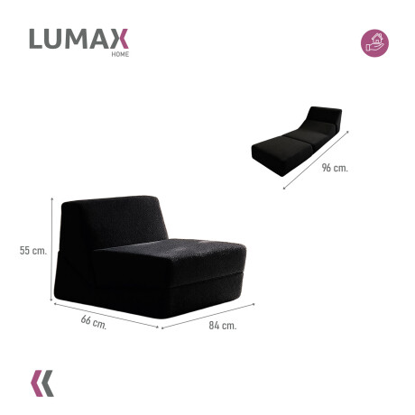 Sillón Sofá Plegable Lumax Modelo Lahti en caja Compactado Negro