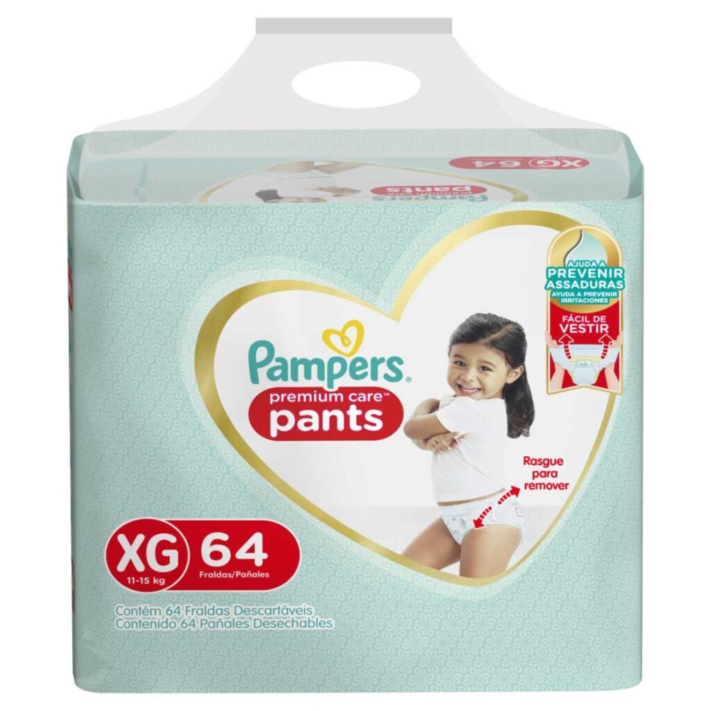 Pañales Premium Care Pants XG Pampers - Cont.64 unidades