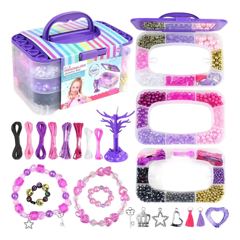 Set Para Armar Pulseras Infantil Jewerly Studio 1200 Piezas Con Estuche Set Para Armar Pulseras Infantil Jewerly Studio 1200 Piezas Con Estuche