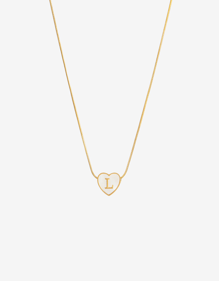 Cadena Corta con Dije Piedras Cadena De Acero Dije Inicial L - Dorado