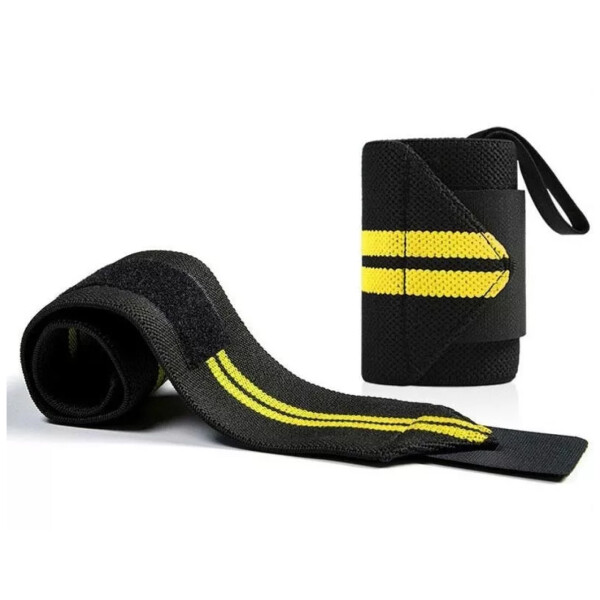 Muñequera Strap Crossfit Xfit Ejercicio Con Pesas Negra y Amarilla