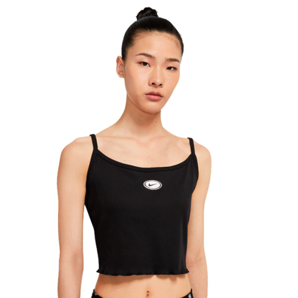 NIKE W NSW TANK CROP FEMME BLACK (WHITE) Negro