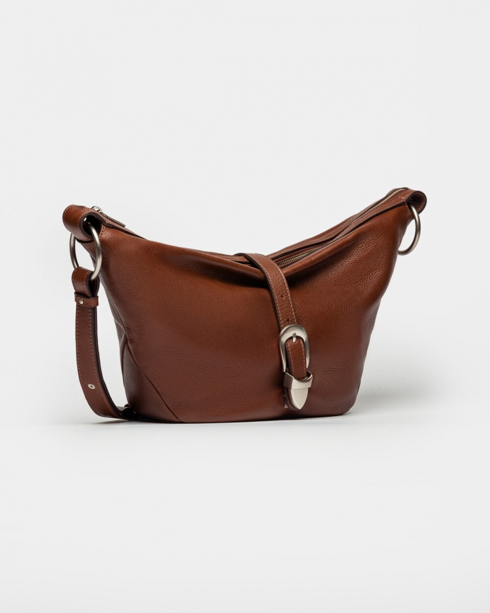 Bolso Bambu En Cuero Liso Satinado Tabaco