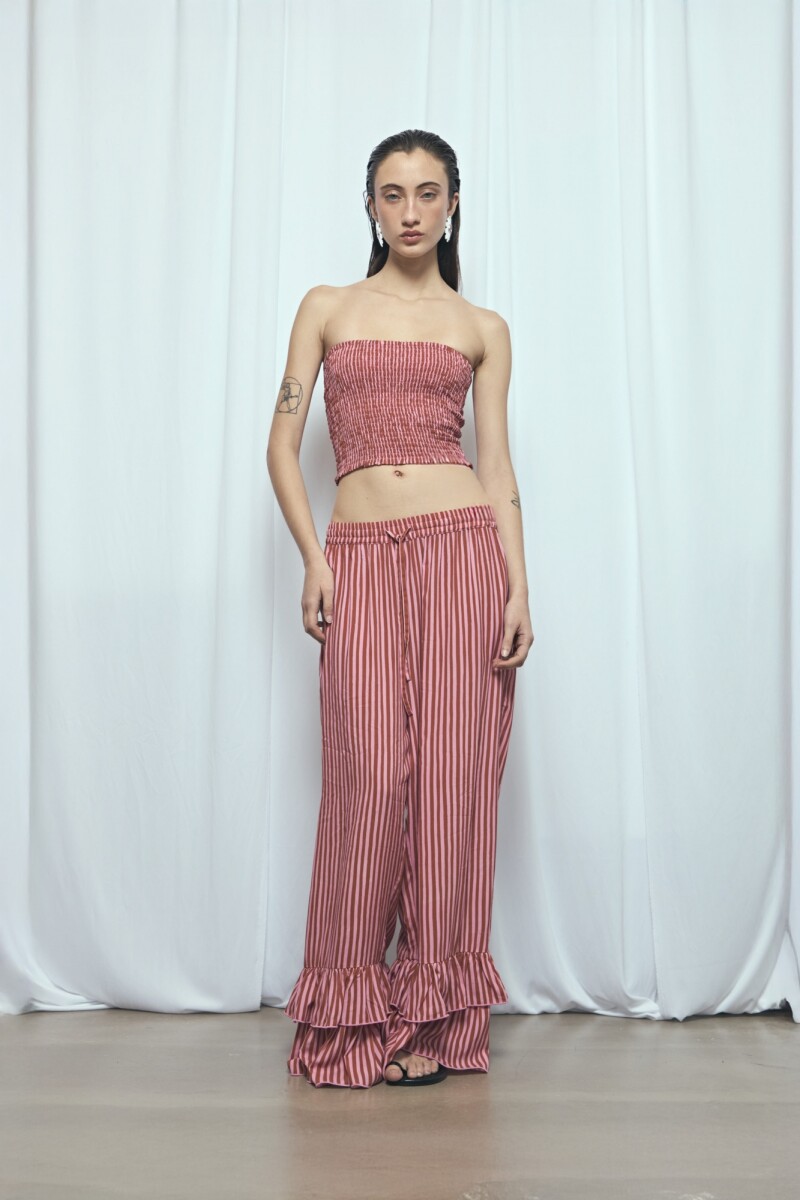 Top bandeau rayado PREVENTA rosa