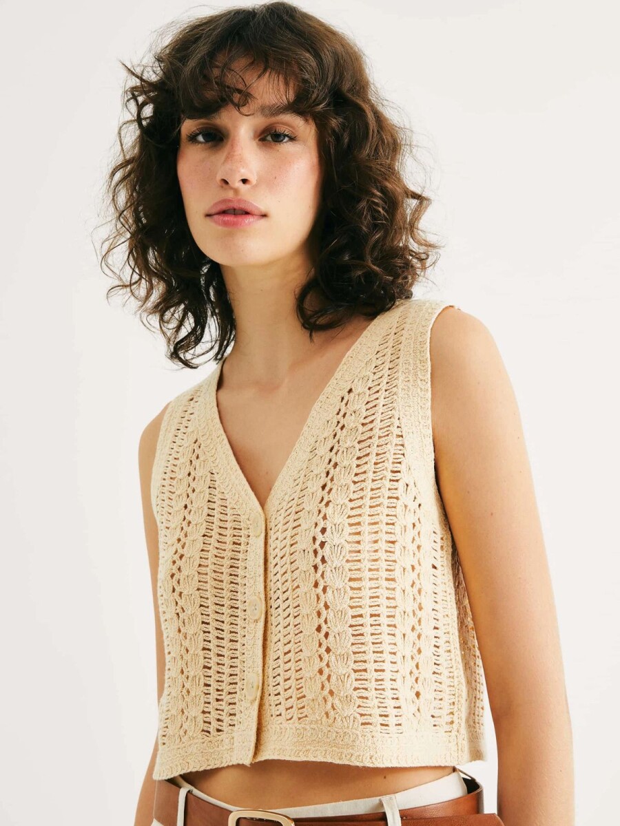 CHALECO DE PUNTO CON BOTONES - AMARILLO 