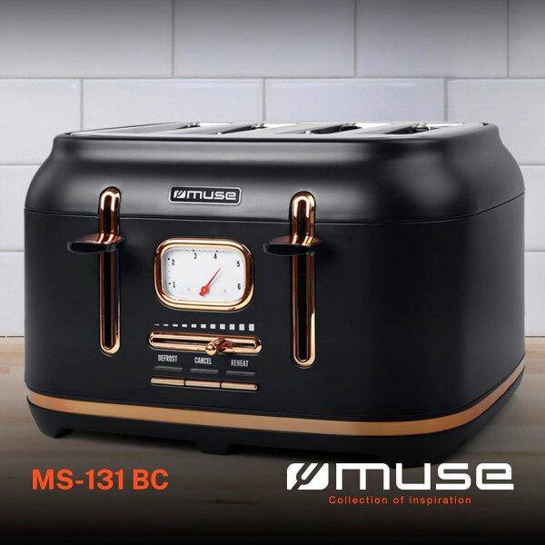 Tostadora Eléctrica De 4 Panes Muse Ms-131 Bc TOSTADORA MUSE MS131BC 4 PANES NEGRO