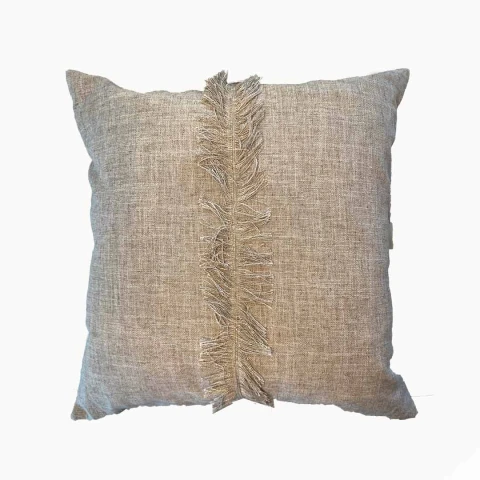Almohadón Sidney - 60x60cm Gris con flecos 1