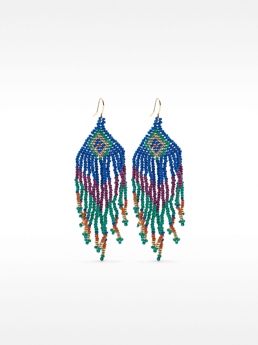 Pendientes Largos Multicolor Con Abalorios - multicolor 