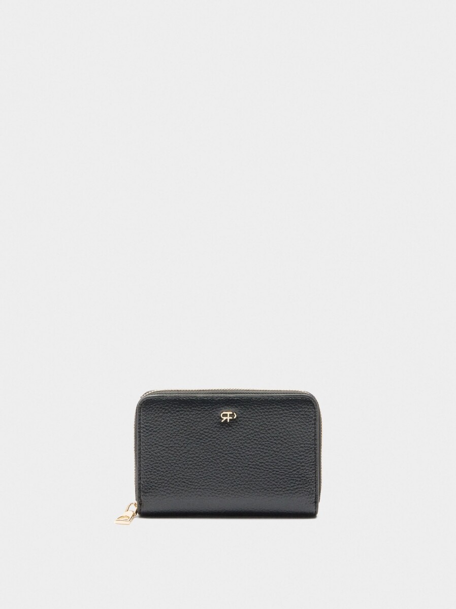 Cartera Con Textura - negro 