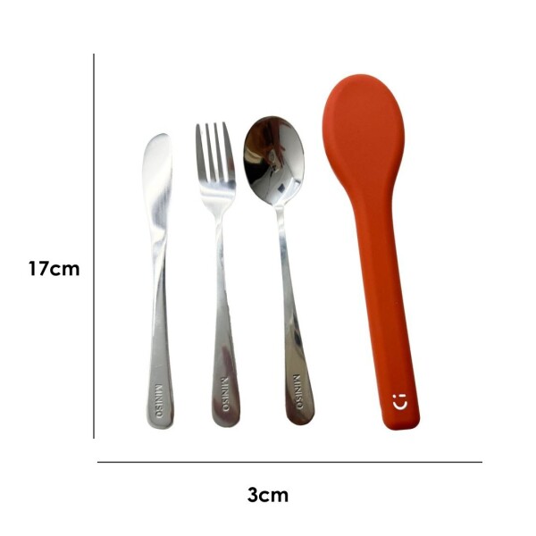 Cubiertos + estuche 3pcs naranja