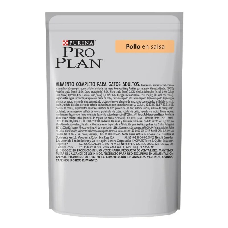 PRO PLAN EN SALSA GATO ADULTO POLLO 85 GRAMOS