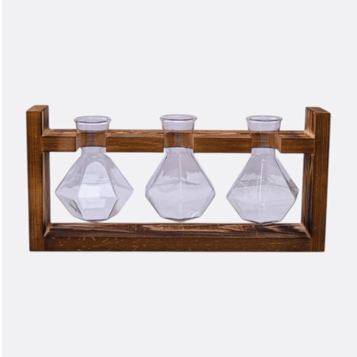 Florero Con Base De Madera x3 - Diamante 