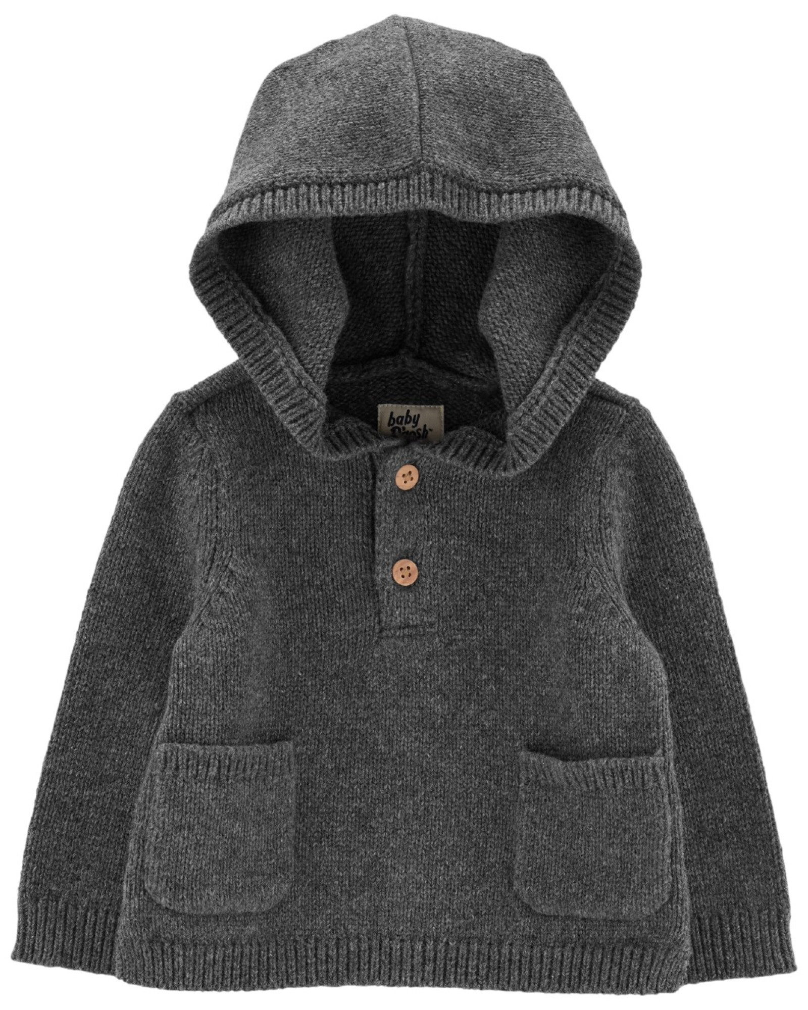 Saco de punto con capucha, bolsillos y botones Sin color