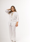 Conjunto blazer y palazo 100% lino Made in Italy Blanco