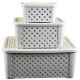 Set x3 Caja organizadora simil rattán con tapa P GRIS