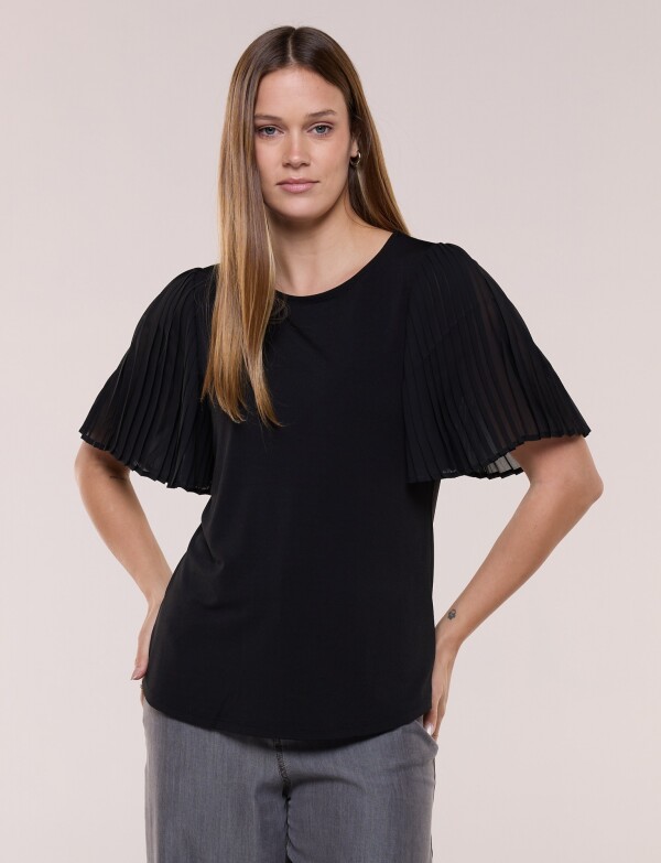Blusa Manga Plisada NEGRO