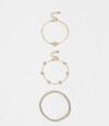 Set De Pulseras Flexibles Con Strass Dorado