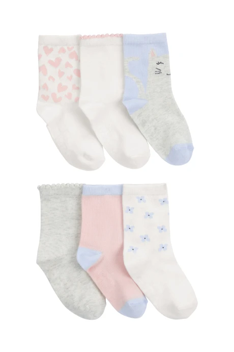 Pack seis pares de medias de algodón, diseño gato Pack seis pares de medias de algodón, diseño gato