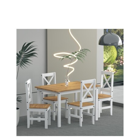 Juego De Comedor X 4 Sillas Blanco Cera SM-GB Juego De Comedor X 4 Sillas Blanco Cera SM-GB