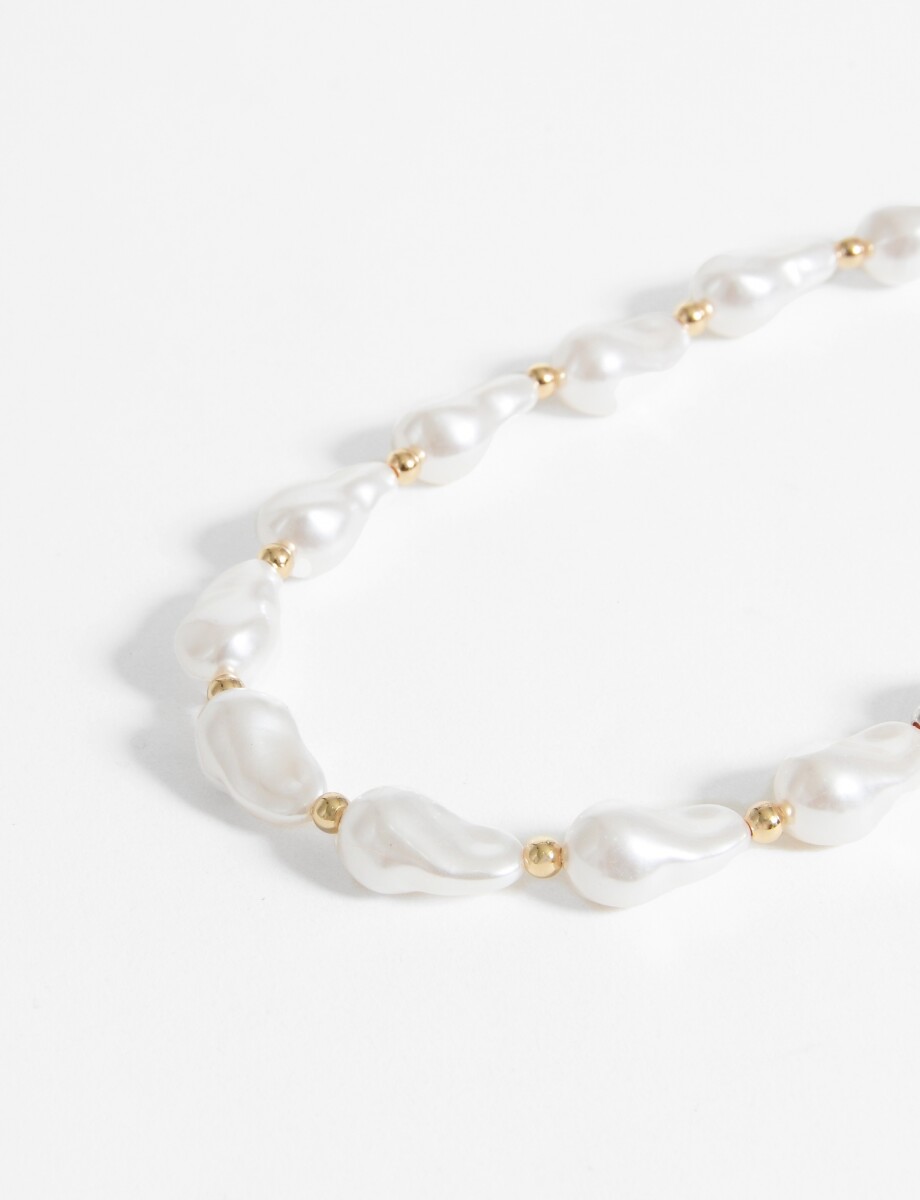 Collar perlas irregulares - dorado 
