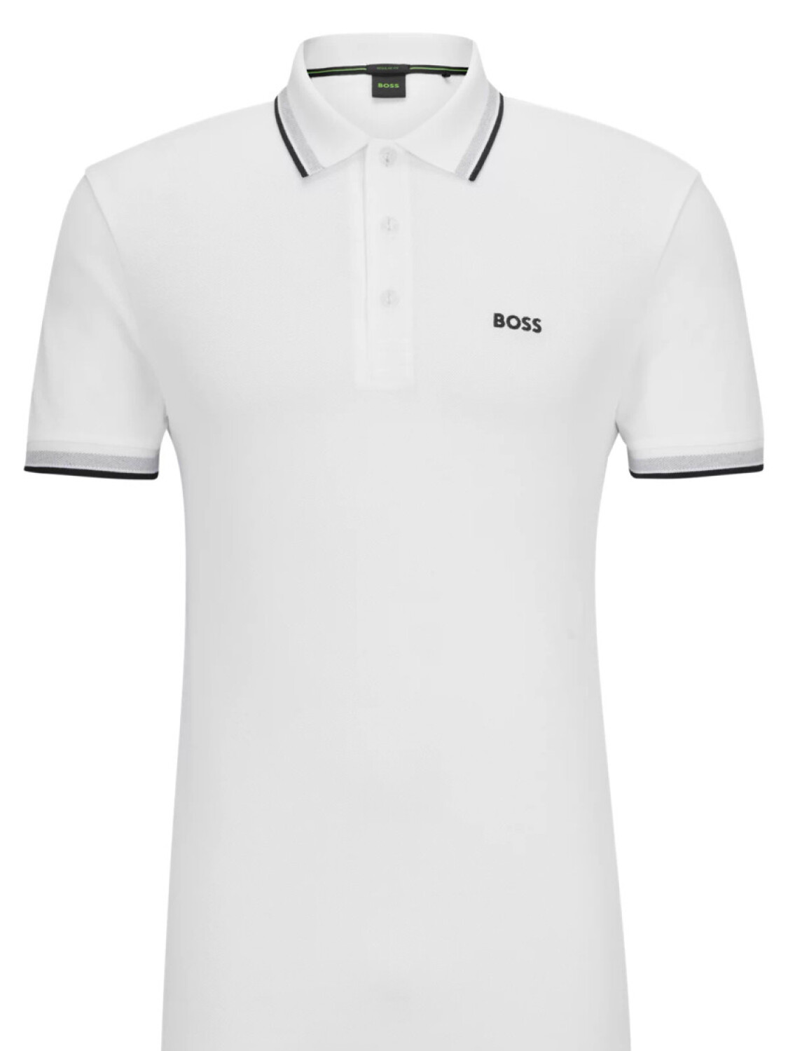 BOSS Polo de Algodón Piqué con Logo Contrastante Blanco