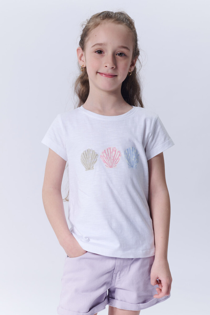 Remera Manga Corta Slub Estampa - Pez Blanca 