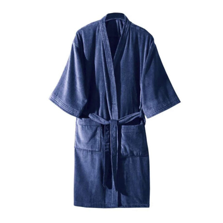 Bata Baño Dohler Velour 100% Algodón Talle P al XXG Azul Piedra