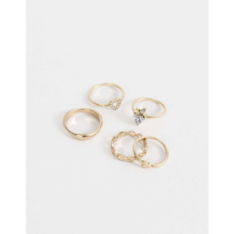 Sets De Anillos Strass Crystal Dorado