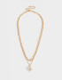 Collares Cortos Con perlas Collar Multi Cadena Con Perla - Dorado