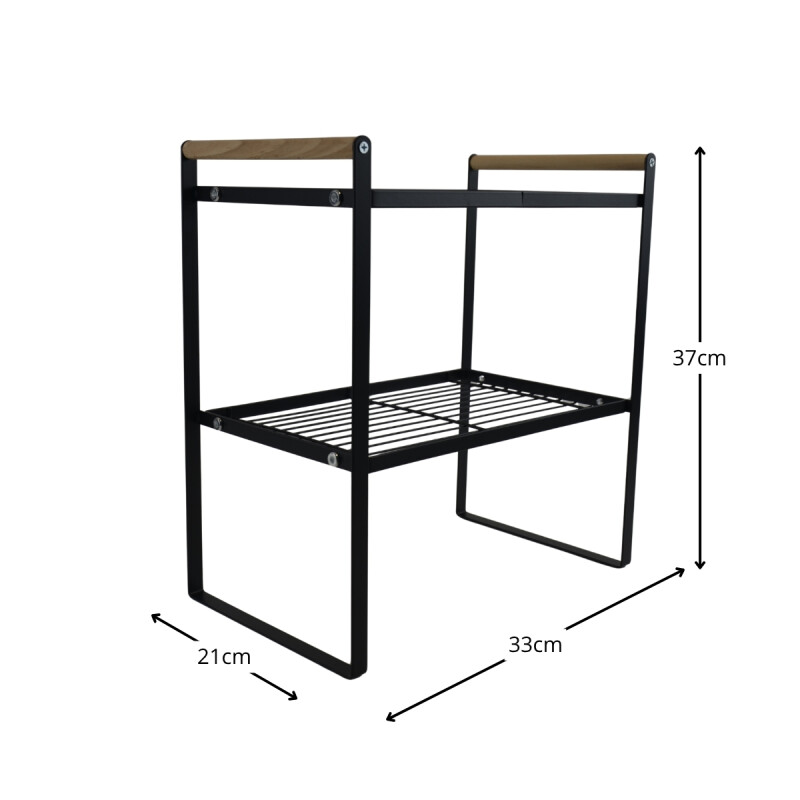 Estante organizador 2 niveles 33x21x37cm NEGRO