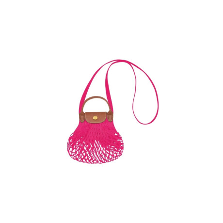 Longchamp -Cartera de red mini, Le pliage Filet Fucsia