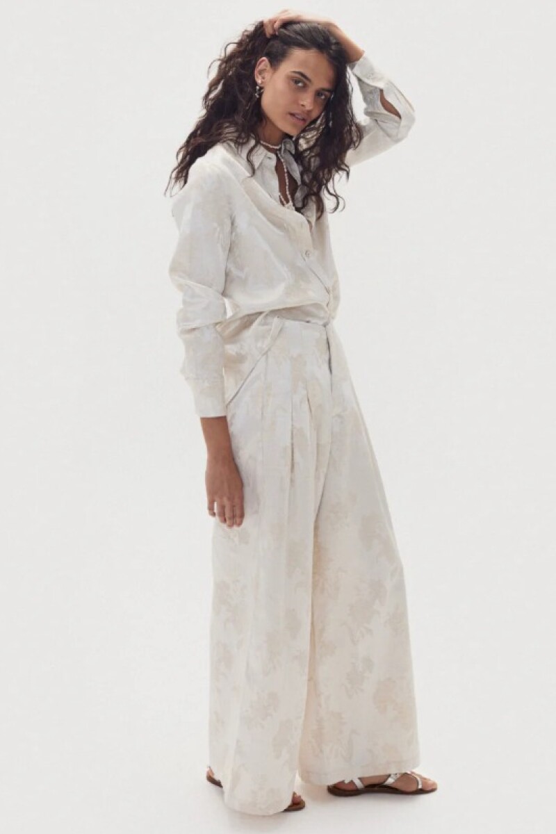 Culotte Brocade Pants Crema