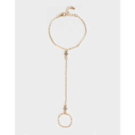 Pulsera Flexible Con Anillo Unido Dorado