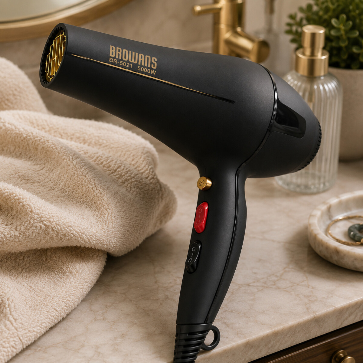 Secador De Pelo Pro Moser 5000W 2 Velocidades 3 Temperaturas - Variante Color Negro 