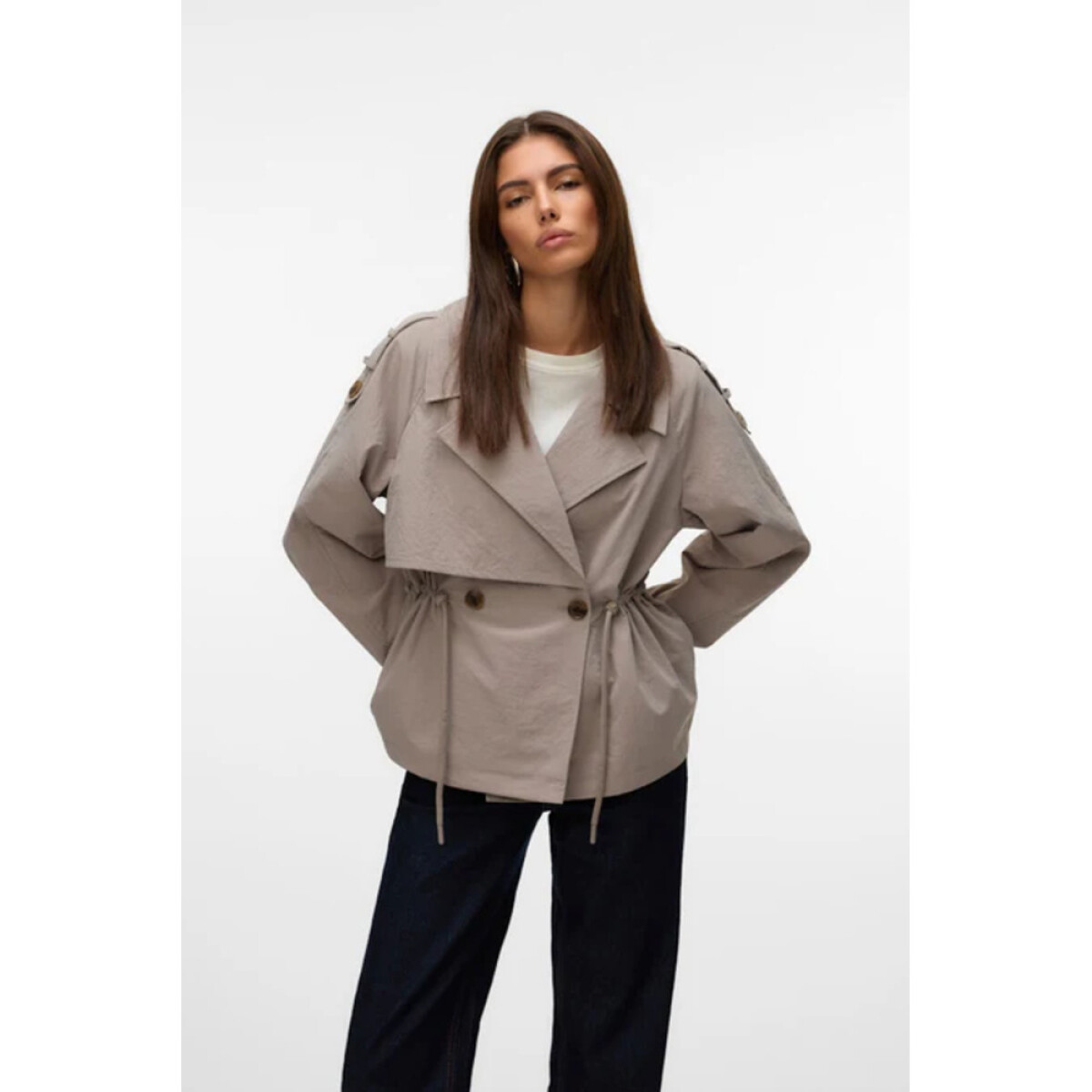 VMBRAVESIENNA SHORT TRENCHCOAT - Moon Rock 