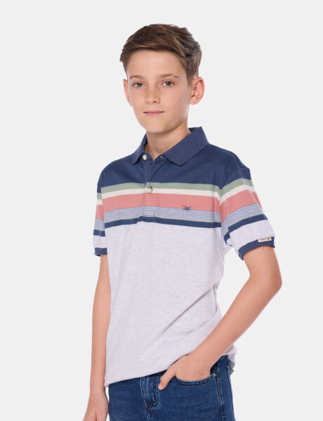 REMERA POLO RAYADA Gris