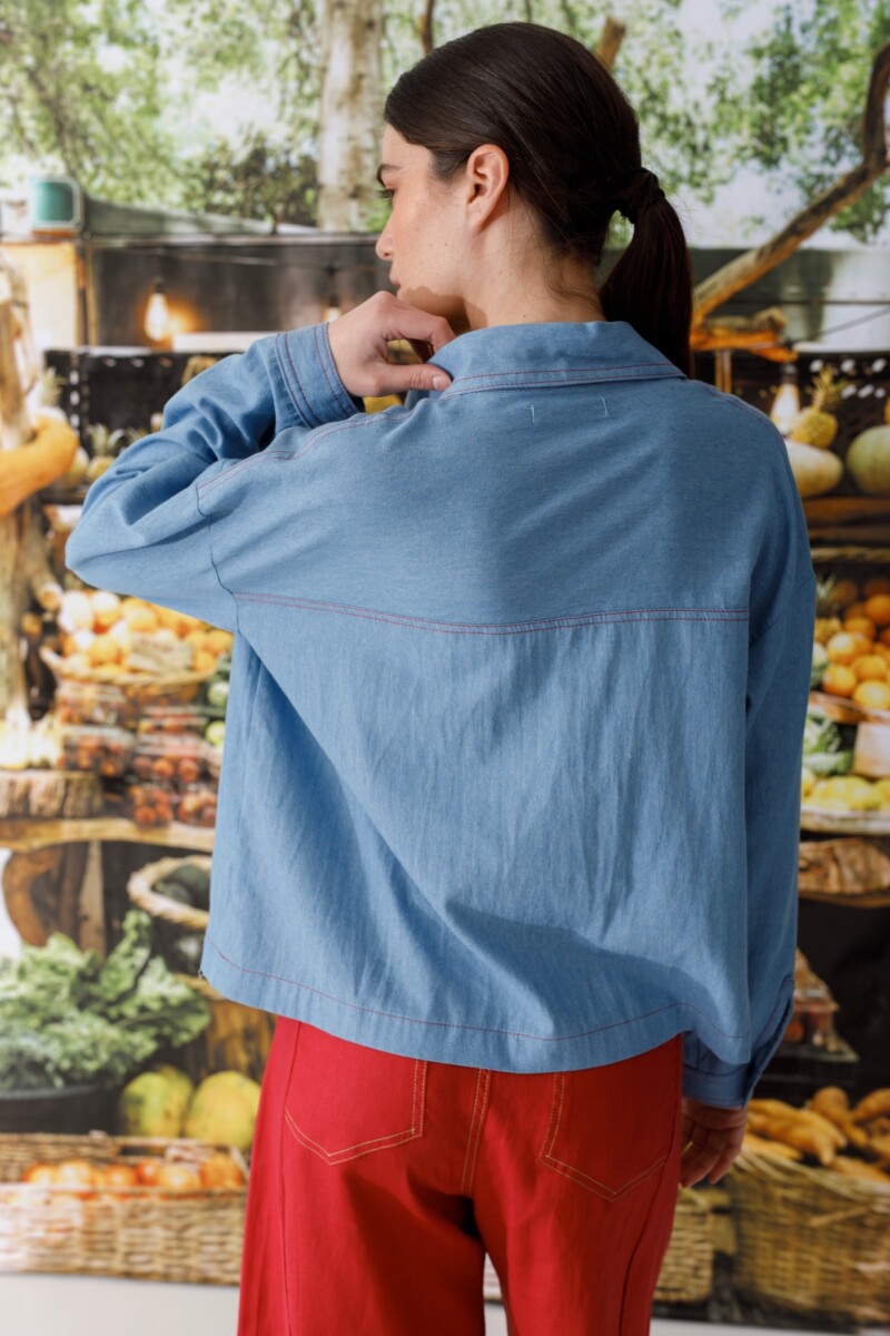 BLUSA POLO DENIM Celeste