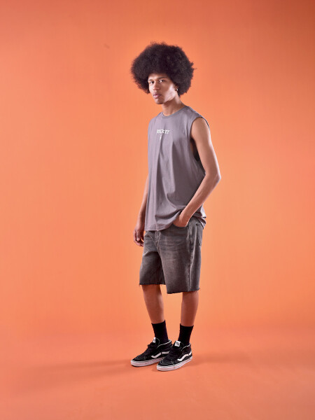 MUSCULOSA MICKEY ON POINT GRIS OSCURO