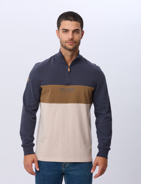 REMERA POLO RAYADA DE ALGODÓN Azul