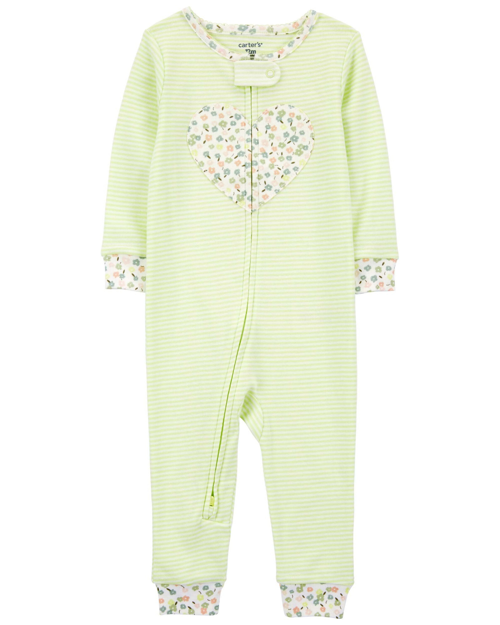 Pijama una pieza de algodón estampa corazón Sin color