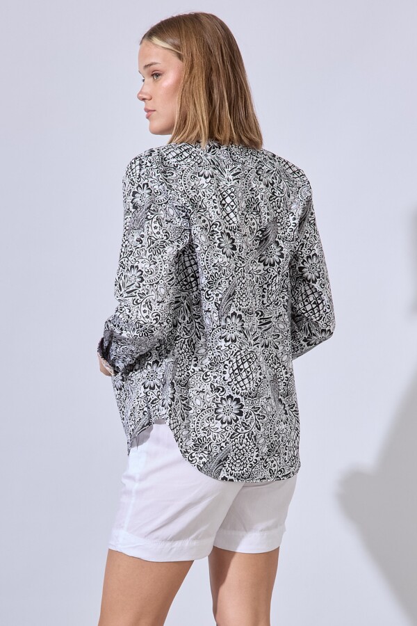 Camisa Algodon Print NEGRO/BLANCO