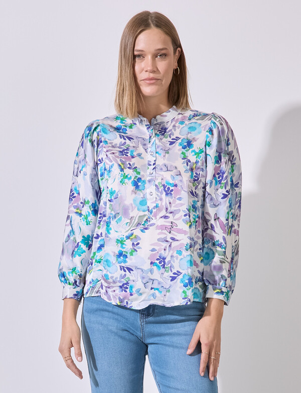 Blusa Saten Flores MULTI/LAVANDA