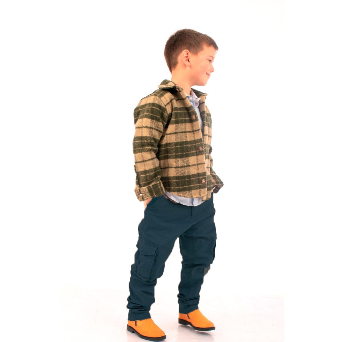 Pantalon Cargo De Niño Con Spandex - Azul 