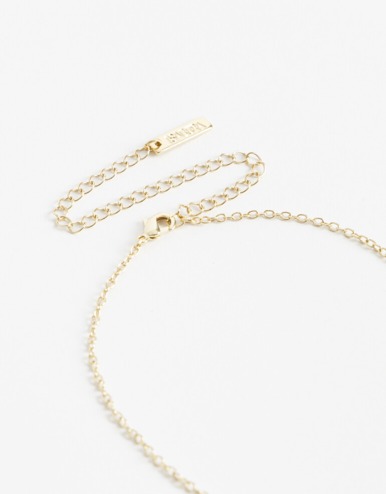 Cadena Corta con Dije Cubic zirconia Collar Con Dije Floral Cubic Dorado - Dorado